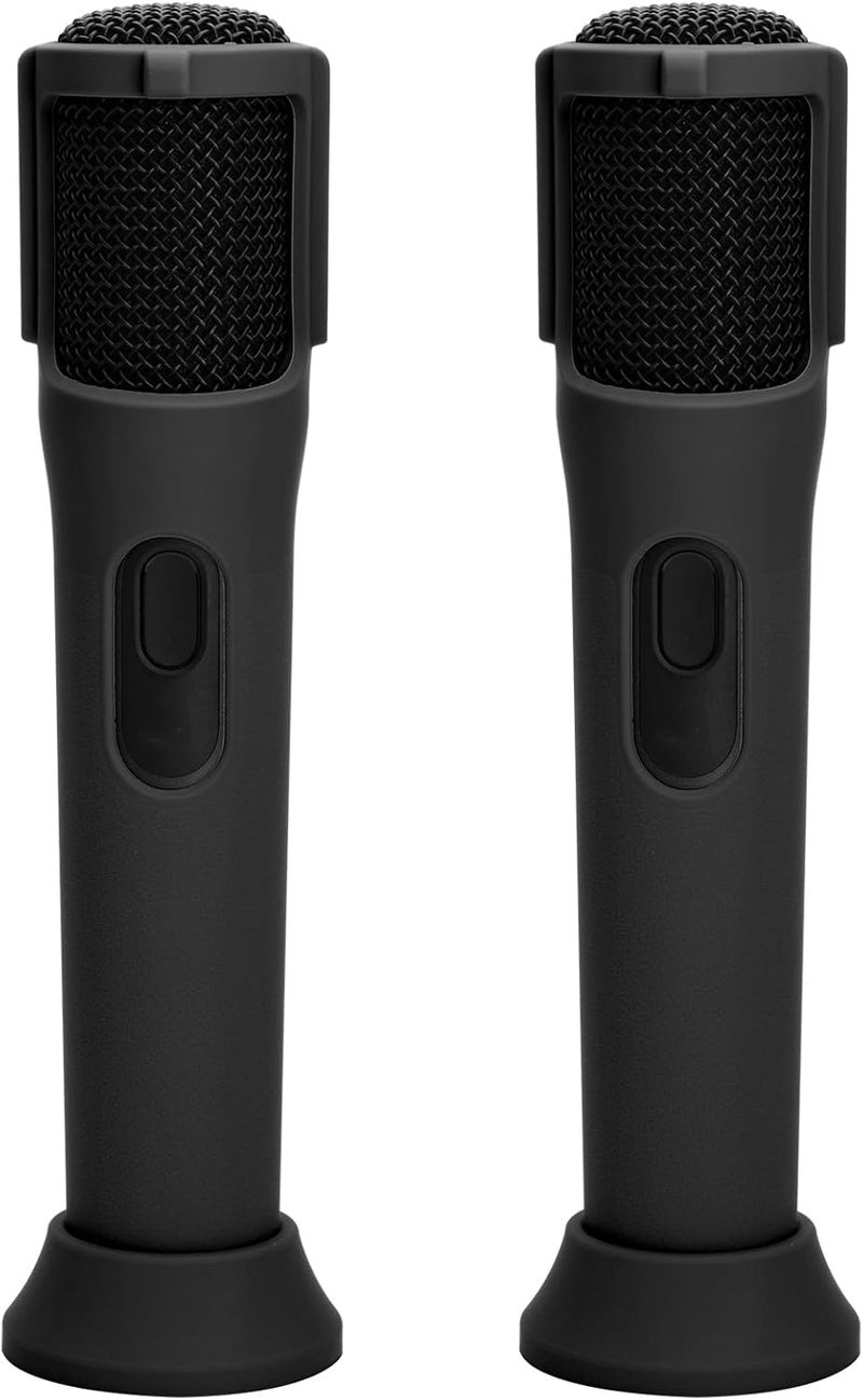 TXesign Silicone Case for JBL PartyBox Wireless Microphone Rechargeable Battery-2 Pack, Anti-Rolling Protective Case with Base Rod Mic Sleeves Microphone Stand for Disco Stage Party TV Show (Black) - Image 1